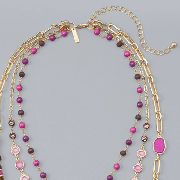 WHBM $110 3-in-1 CONVERTIBLE ORCHID-COLORED MULTI-ROW NECKLACE - Picture 5 of 7